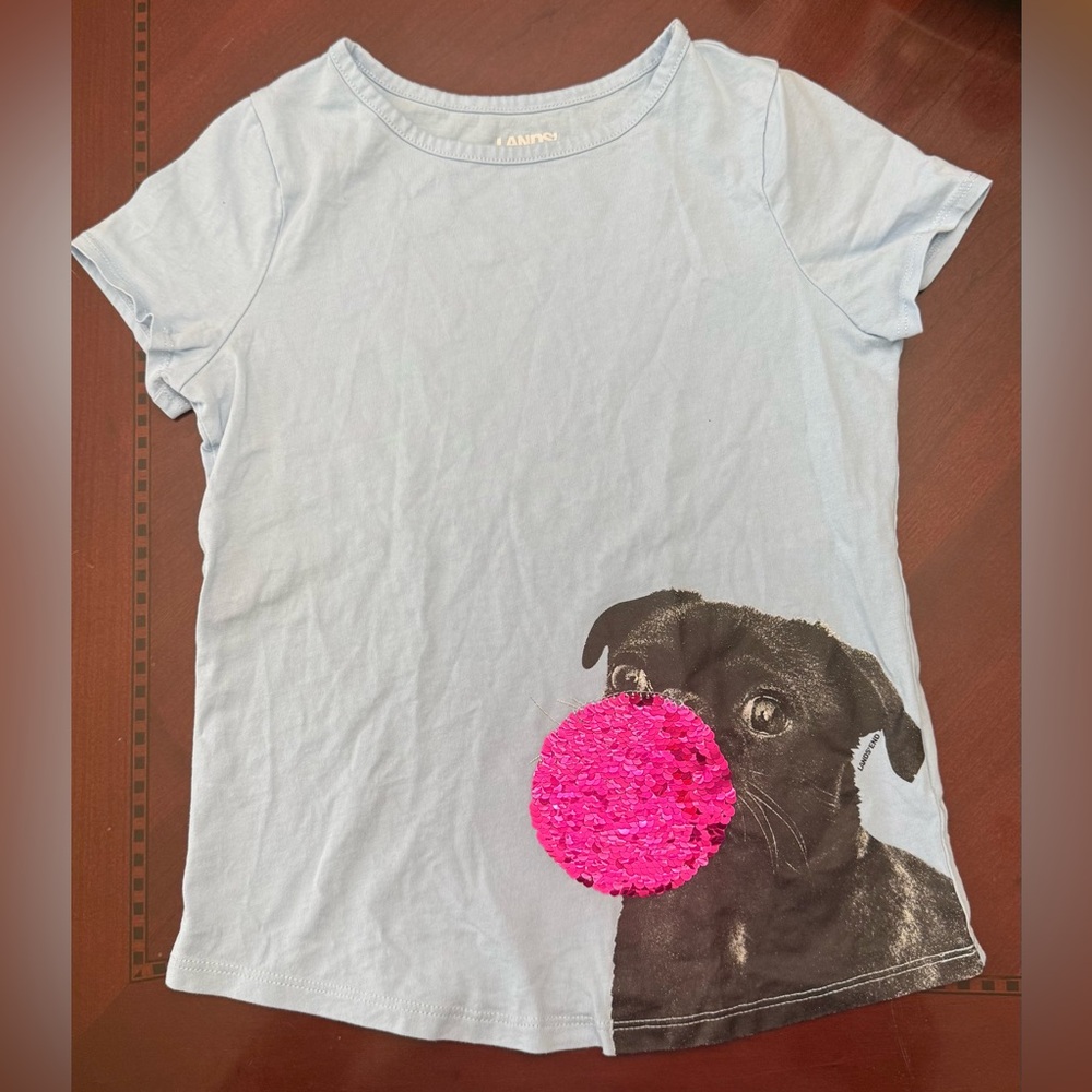 Lands' End Girls' Pug & Pink Sequin Ball